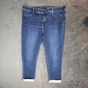 Juicy Couture Los Angeles Dark Wash Skinny Cuffed Cropped Jeans Blue 16/33